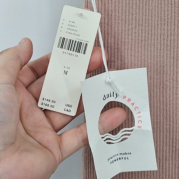 Anthro Daily Practice Slim V-Neck Maxi Dress Pink Women’s M NEW Ribbed Knit - Picture 8 of 12